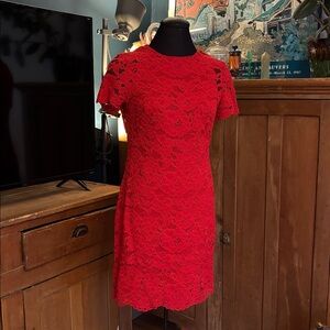 Ralph Lauren red lace dress 10-12